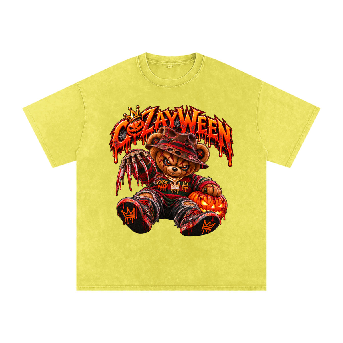 CoZayWeen Freddy Snow Washed Oversized Cotton T-Shirt