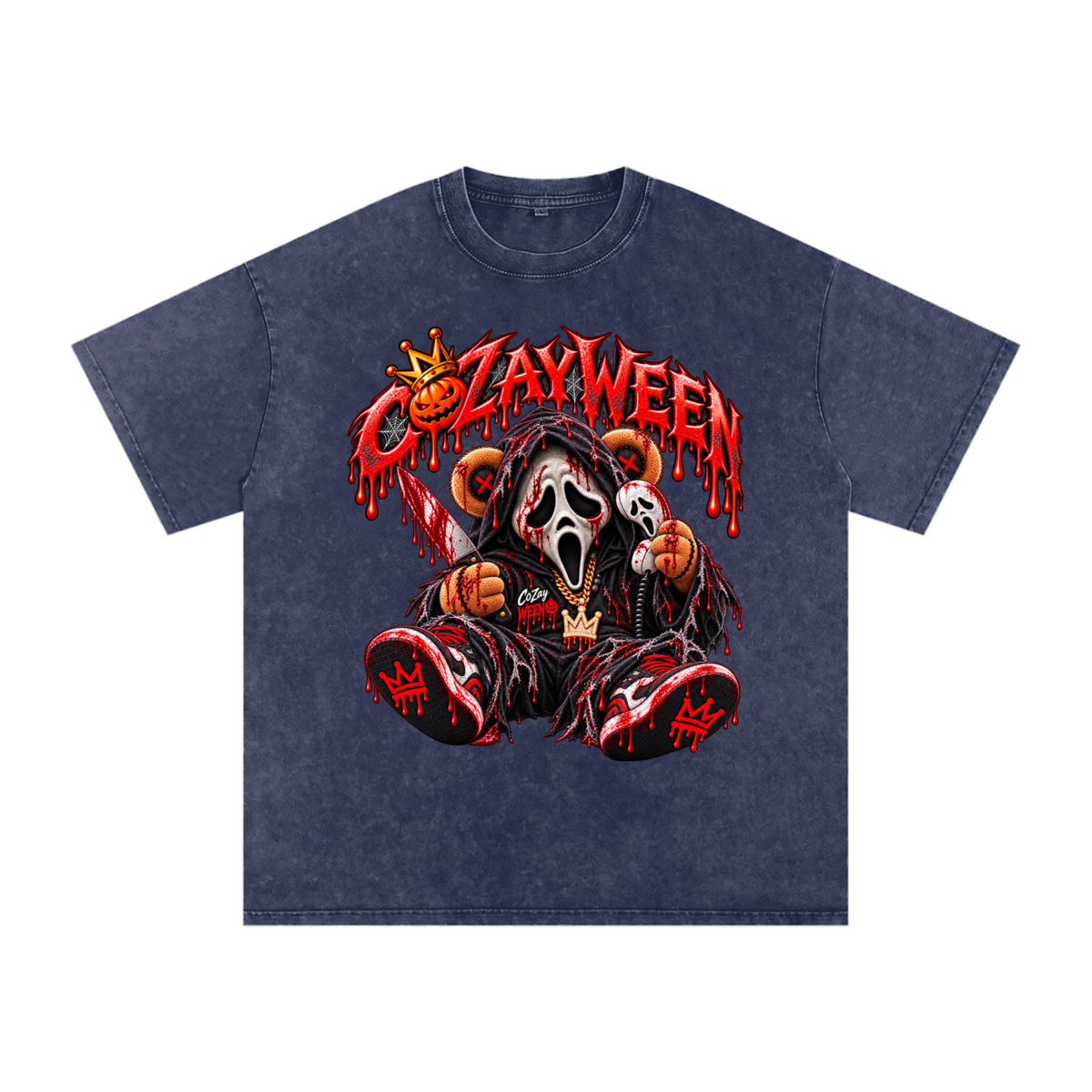 CoZayWeen Scream Snow Washed Oversized Cotton T-Shirt