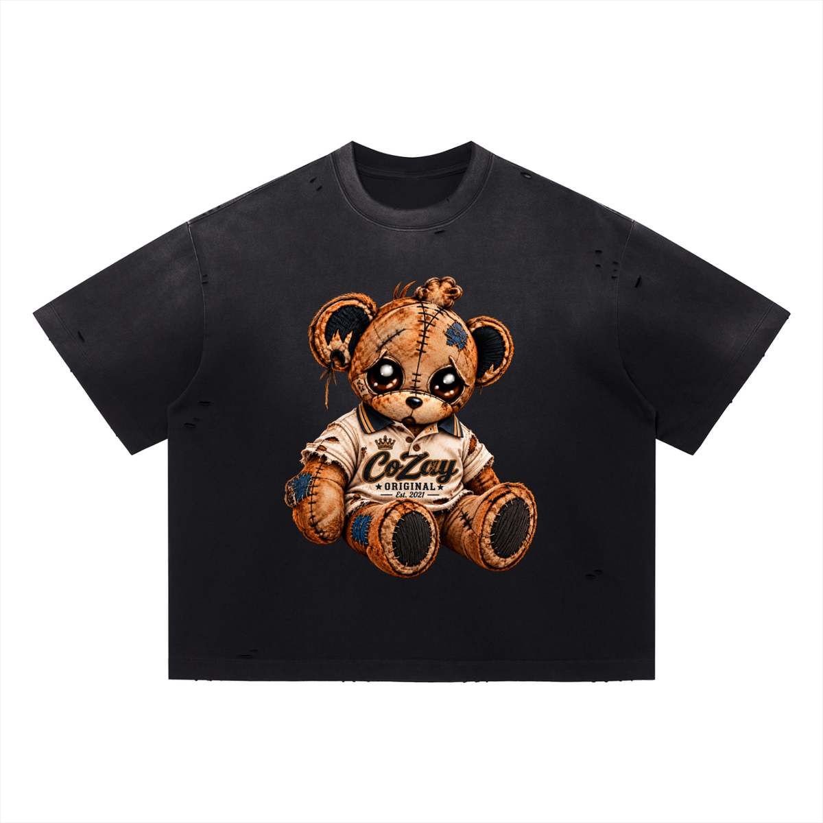 CoZay Original Polo Bear Vintage Washed Distressed Boxy Oversized T-Shirt