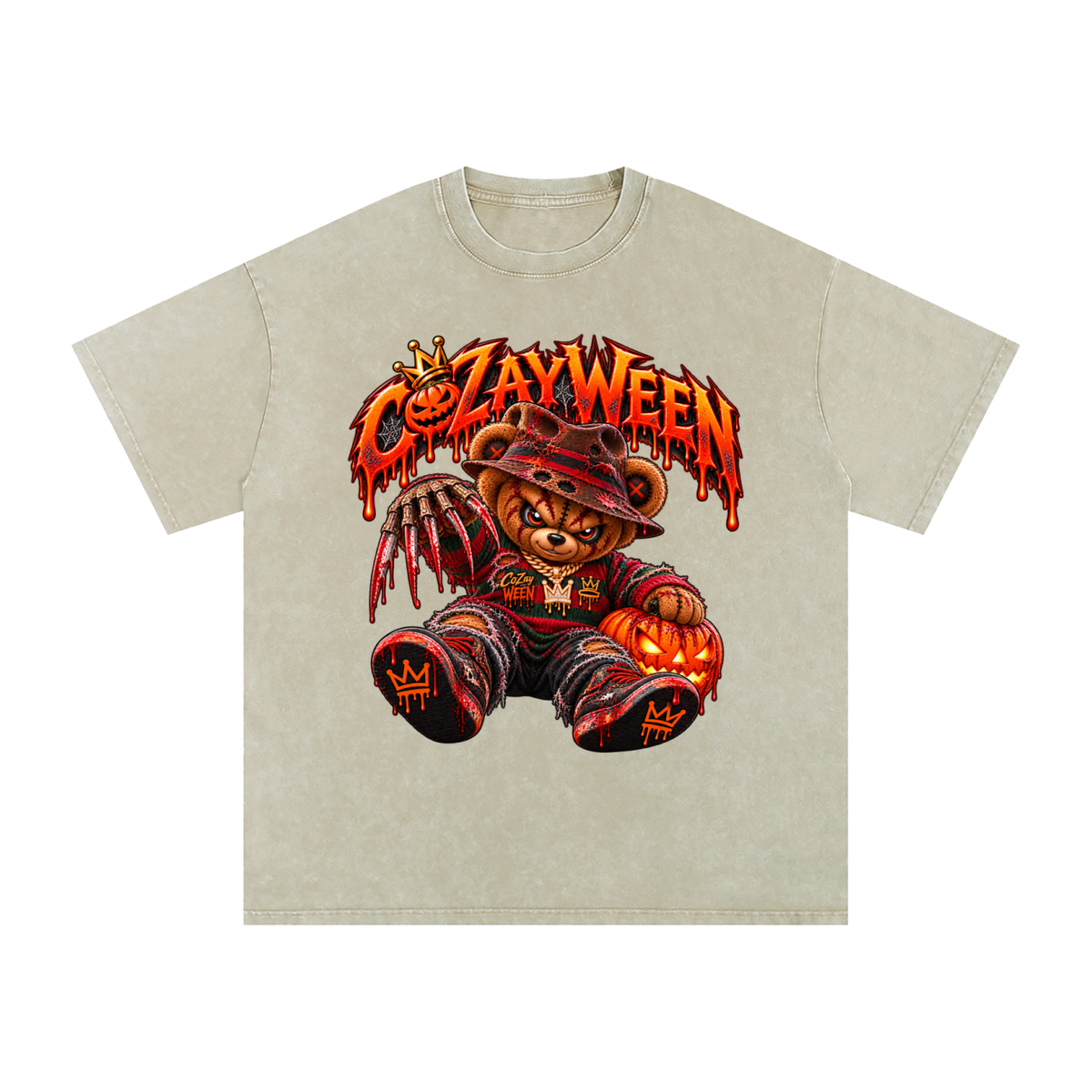 CoZayWeen Freddy Snow Washed Oversized Cotton T-Shirt