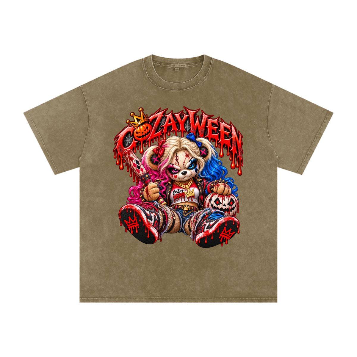 CoZayWeen Harley Snow Washed Oversized Cotton T-Shirt