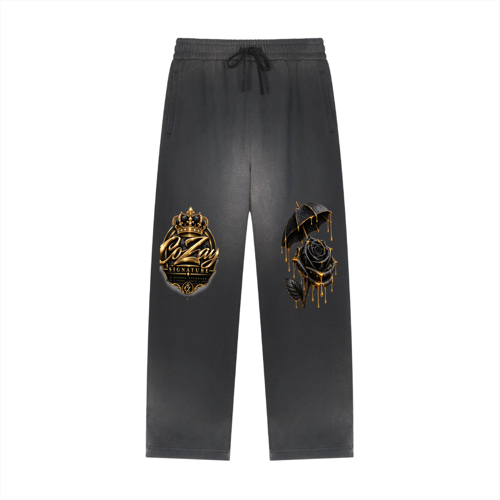 CoZay Signature Sun Fade Raw Edge Straight-Leg Sweatpants