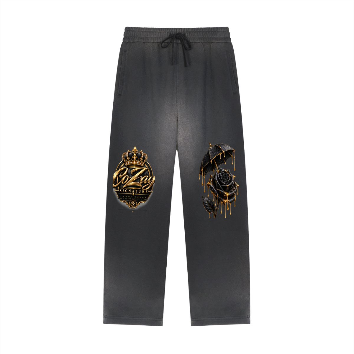 CoZay Signature Sun Fade Raw Edge Straight-Leg Sweatpants