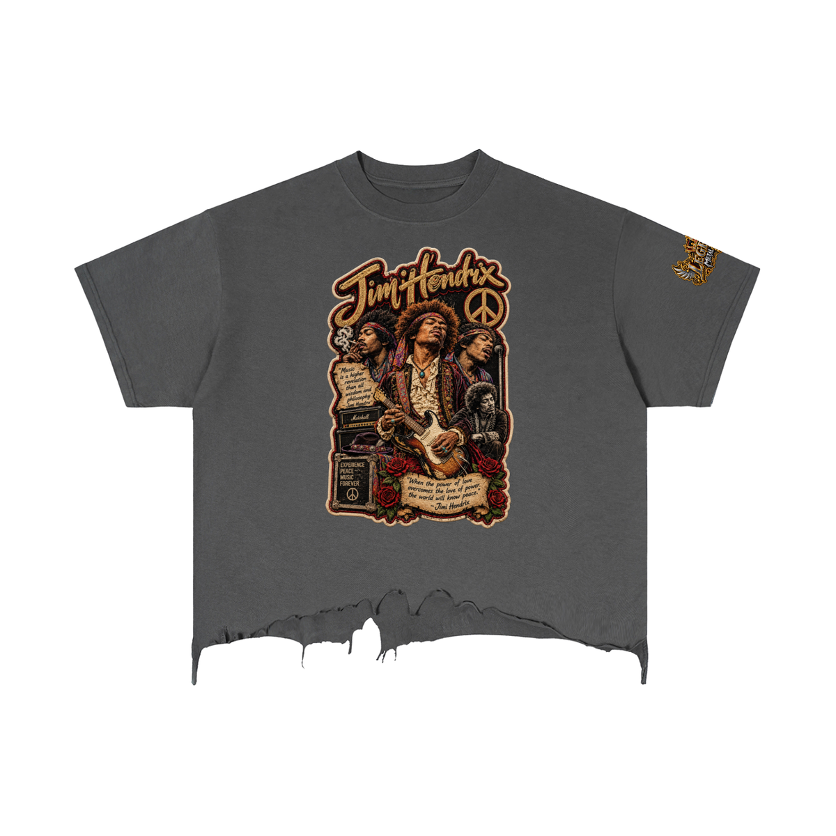CoZay Legends Hendrix Vintage Wash Boxy Distressed Hem T-Shirt