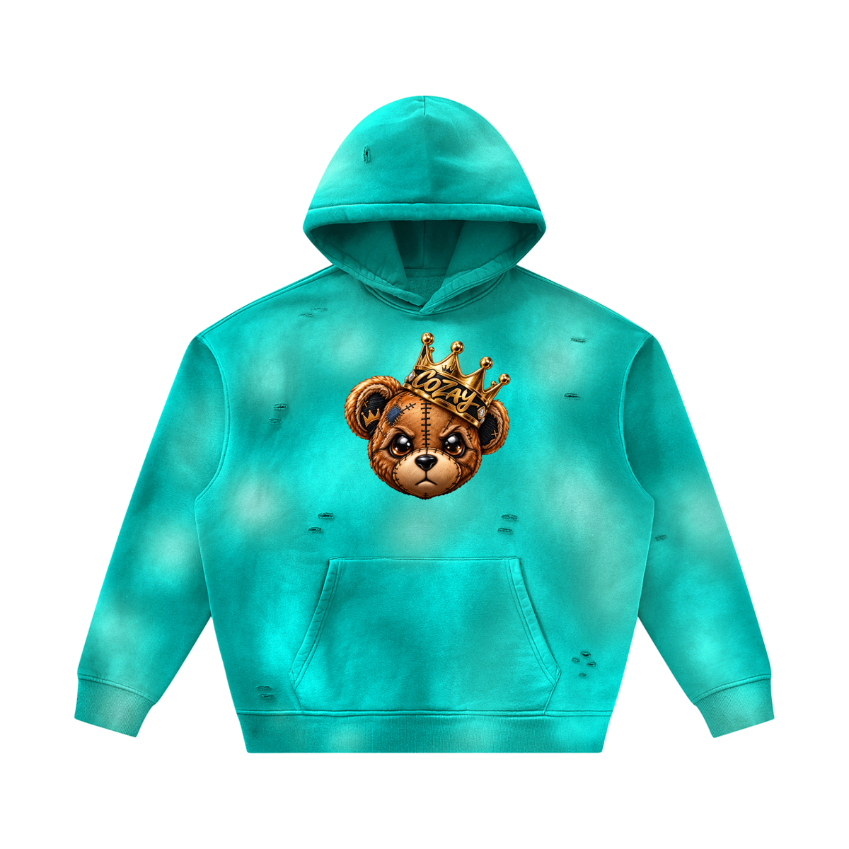 CoZay Original Bear Unisex Sunfade Frayed Fleece Hoodie