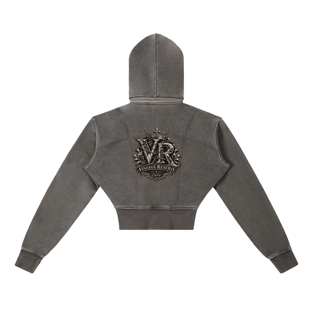 Vintage Washed Cropped Fleece Hoodie