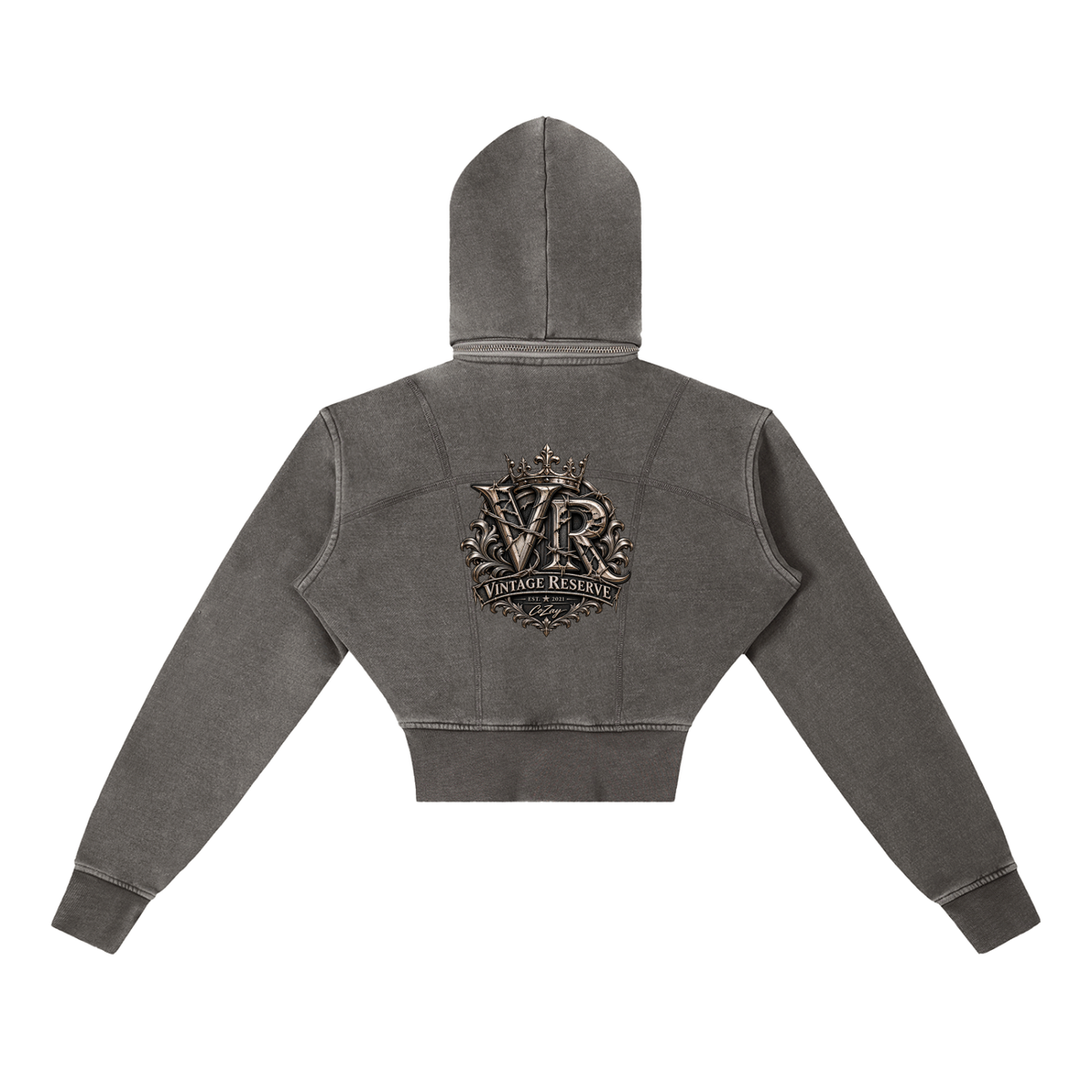 Vintage Washed Cropped Fleece Hoodie