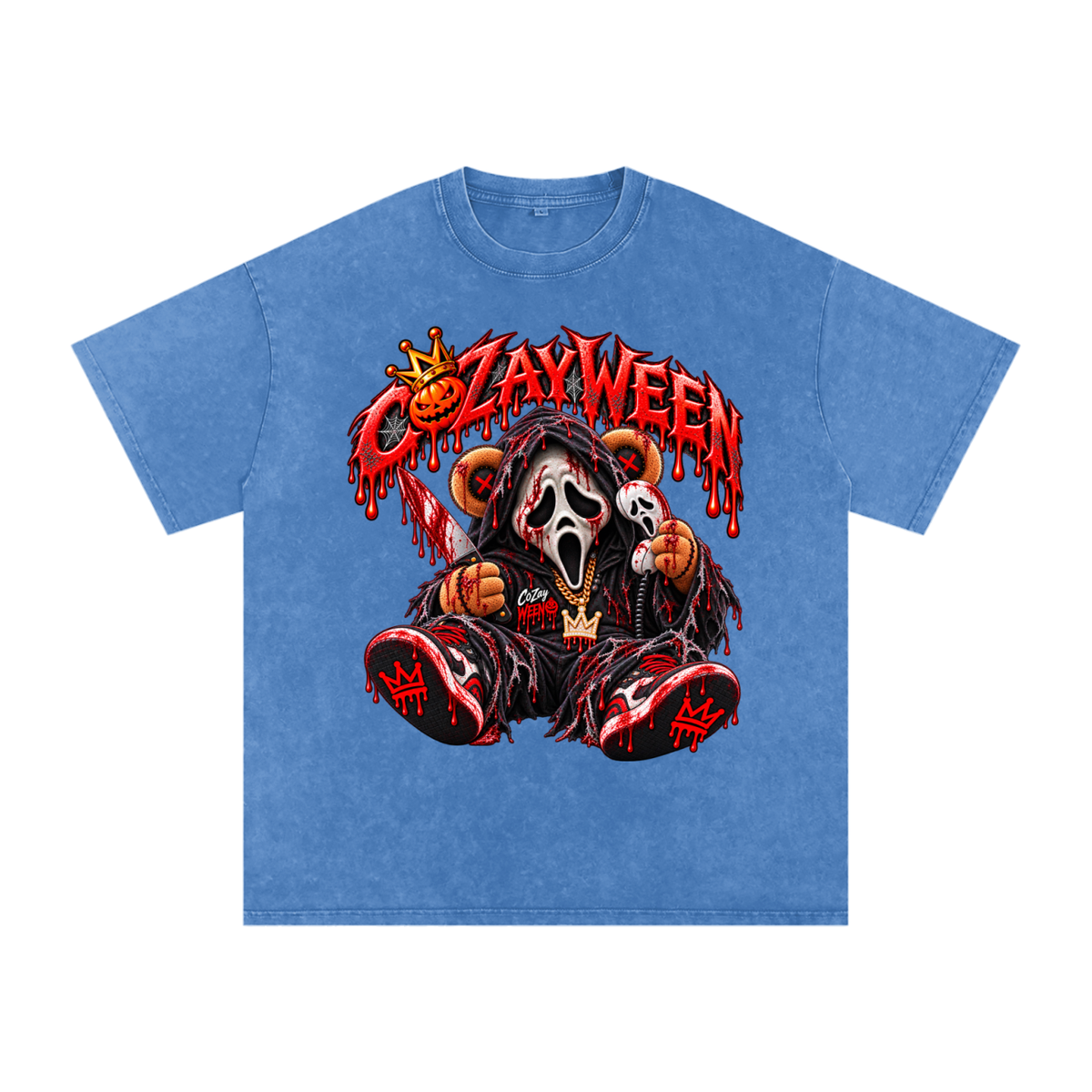 CoZayWeen Scream Snow Washed Oversized Cotton T-Shirt