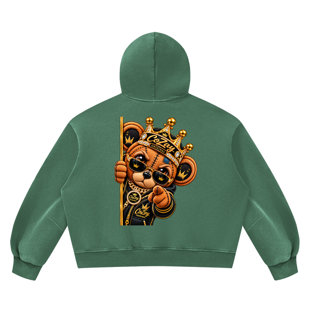 CoZay Original ICU Bear Unisex Vintage Wash Boxy Fleece Hoodie
