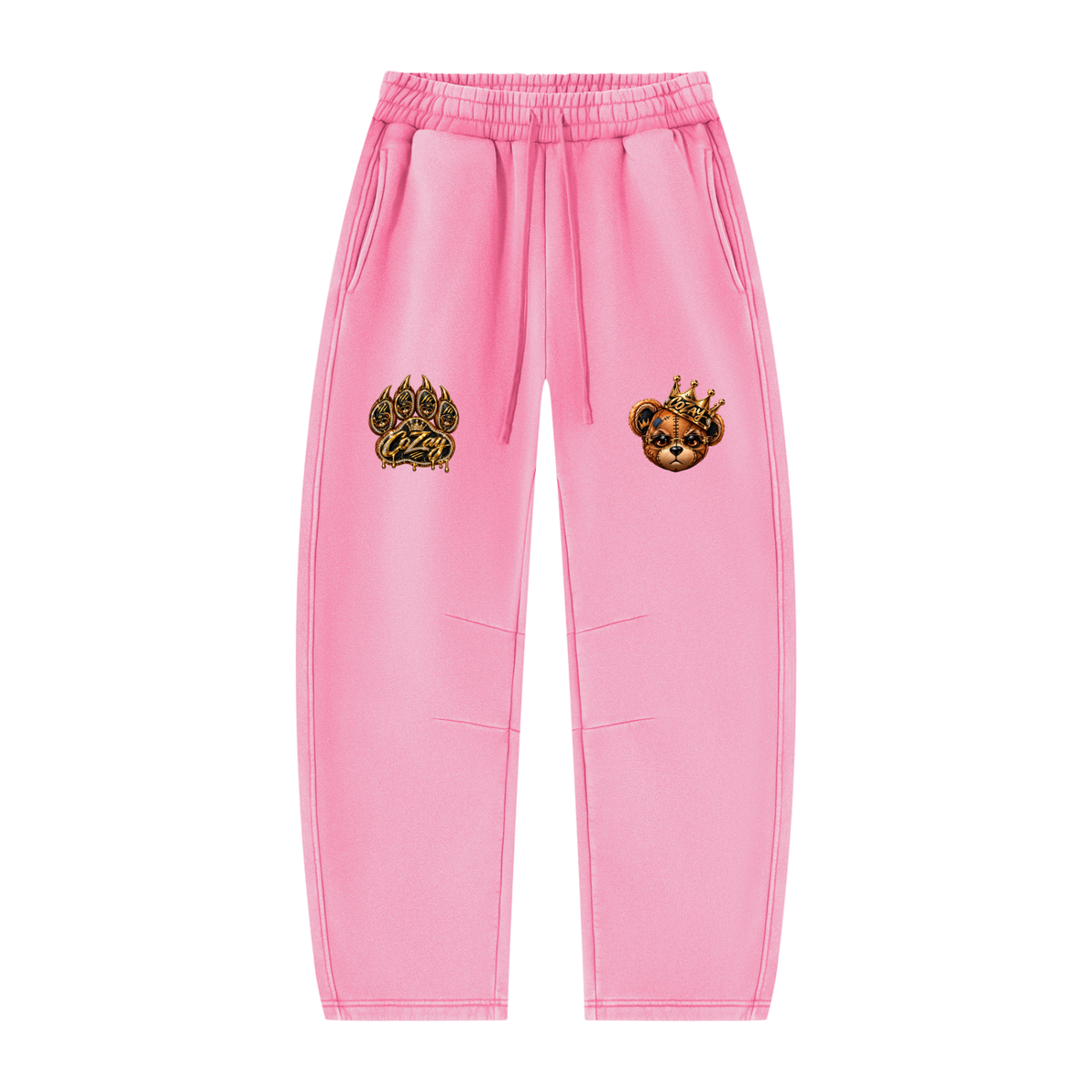 CoZay Cartier Bear Unisex Vintage Wash Barrel Leg Fleece Sweatpants