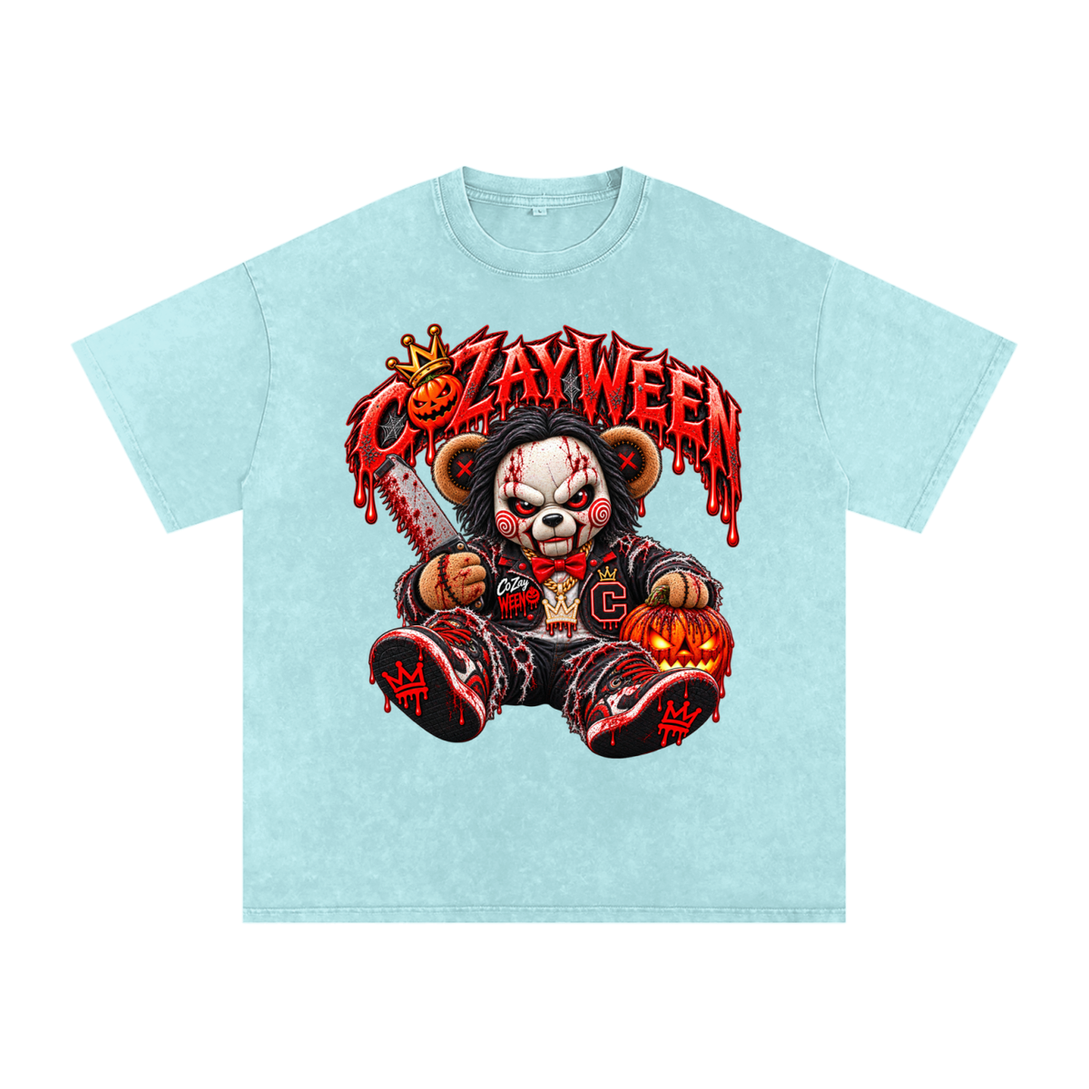 CoZayWeen Saw Snow Washed Oversized Cotton T-Shirt