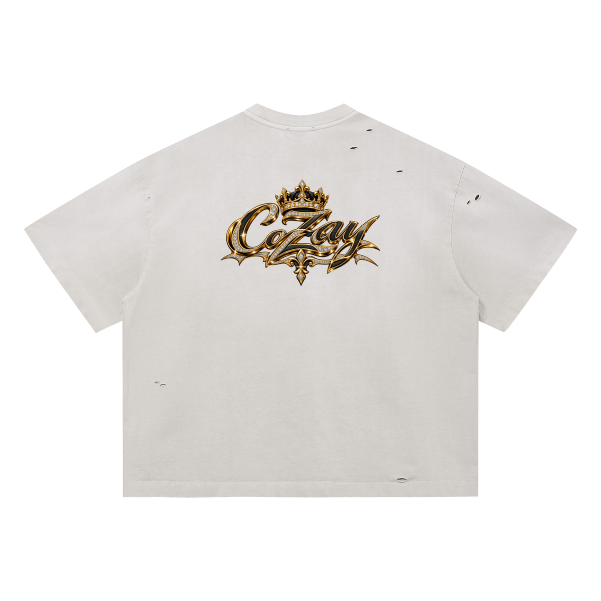 CoZay Signature Key Vintage Washed Distressed Boxy Oversized T-Shirt