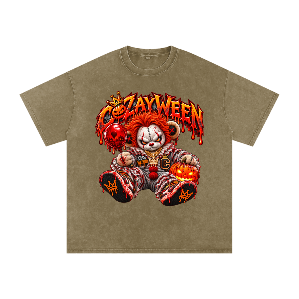 CoZayWeen Pennywise Snow Washed Oversized Cotton T-Shirt