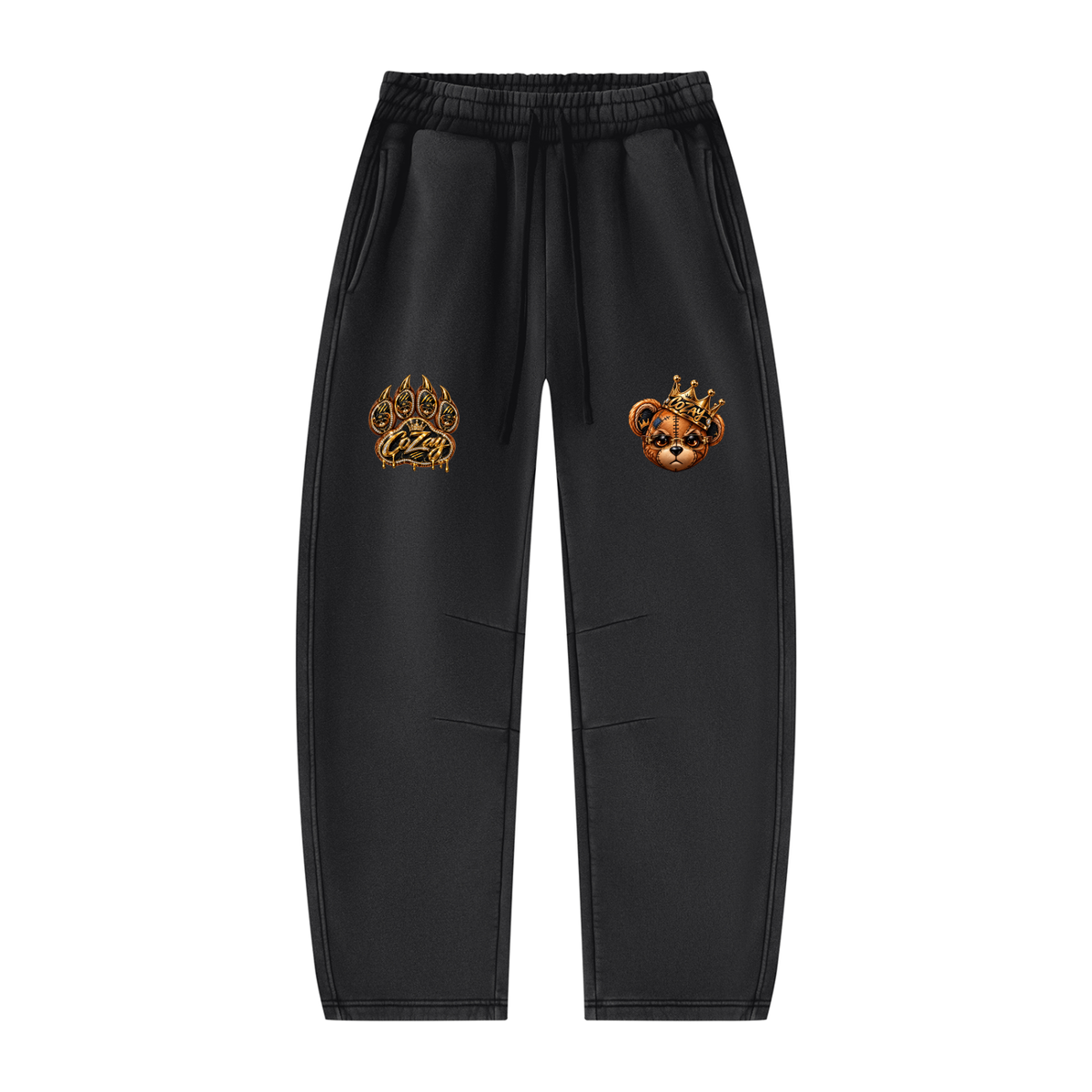 CoZay Cartier Bear Unisex Vintage Wash Barrel Leg Fleece Sweatpants