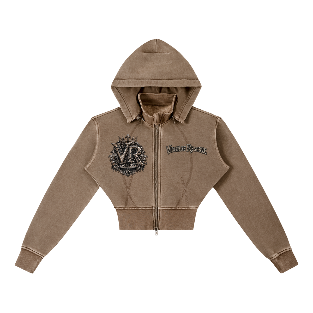 Vintage Washed Cropped Fleece Hoodie
