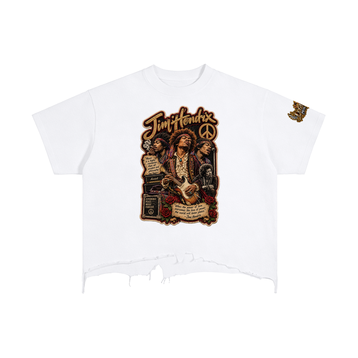CoZay Legends Hendrix Vintage Wash Boxy Distressed Hem T-Shirt