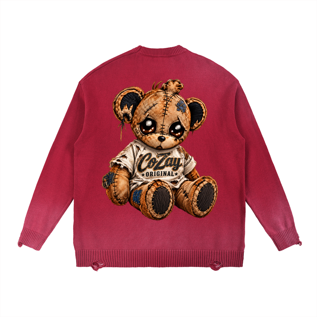 COZAY ORIGINAL Sun Fade Distressed Ripped Crewneck sweater