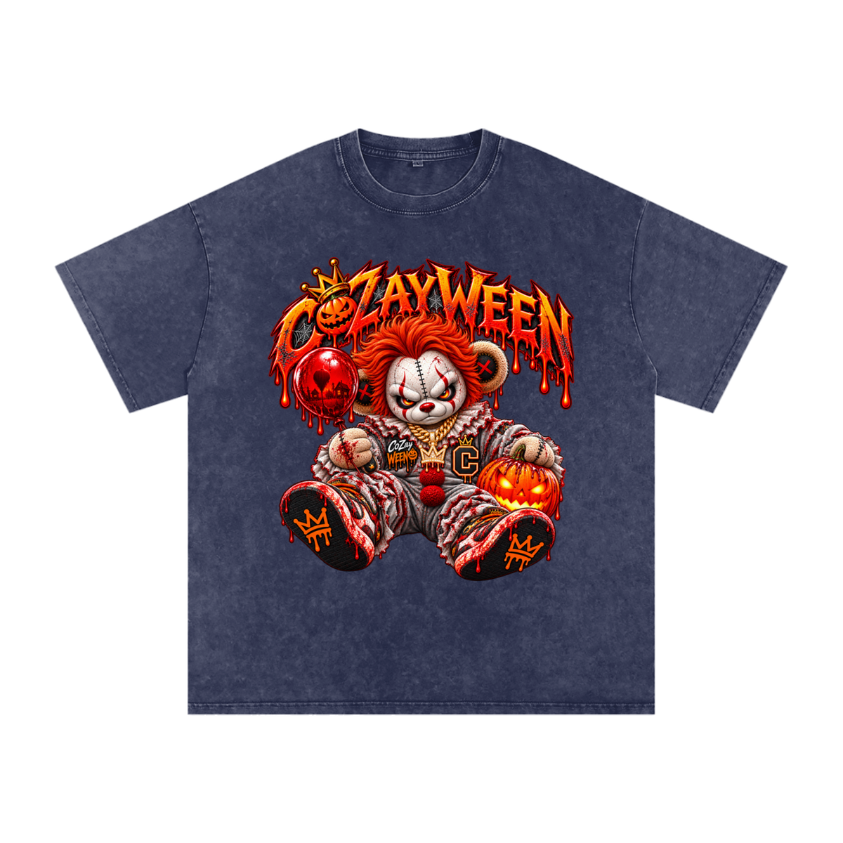 CoZayWeen Pennywise Snow Washed Oversized Cotton T-Shirt