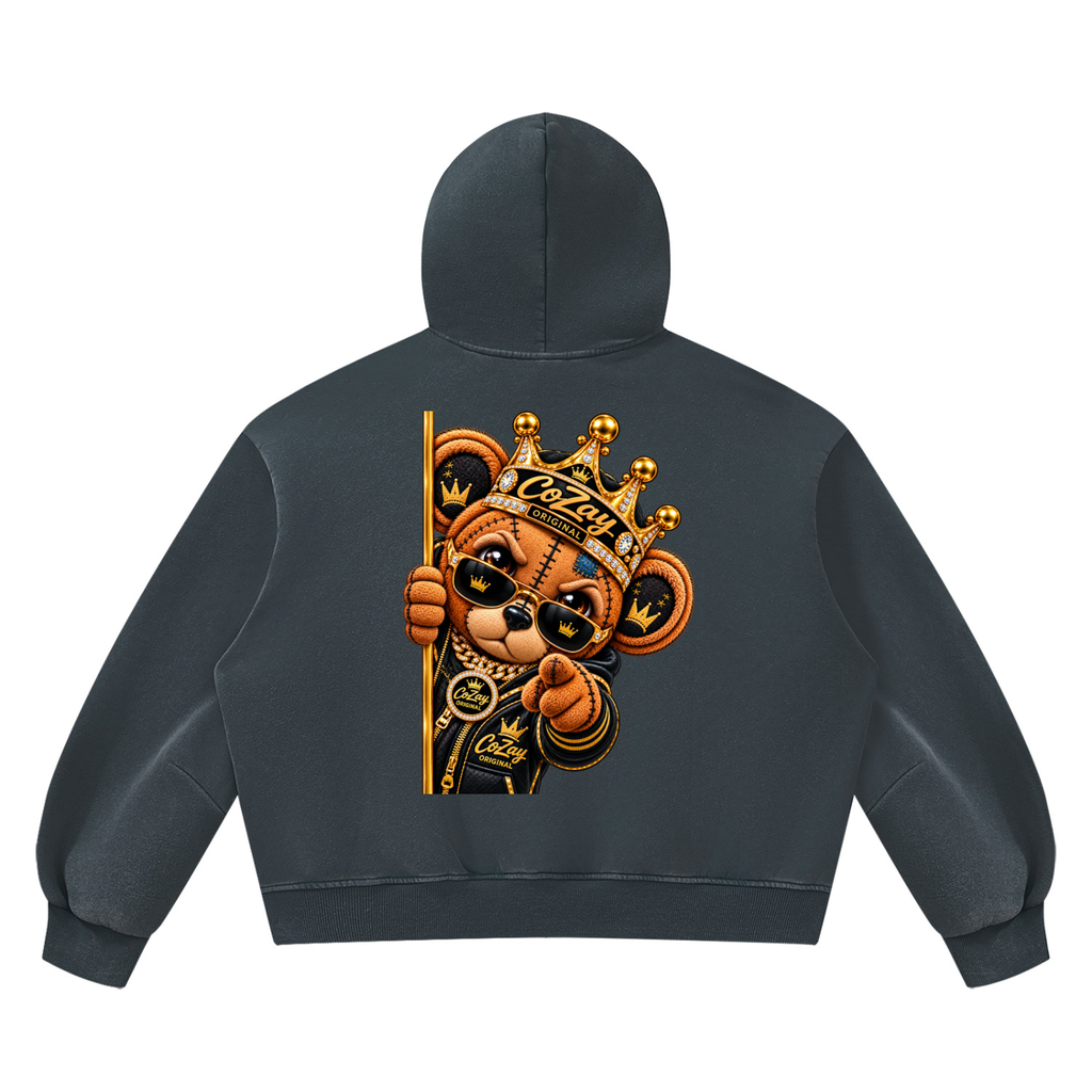 CoZay Original ICU Bear Unisex Vintage Wash Boxy Fleece Hoodie