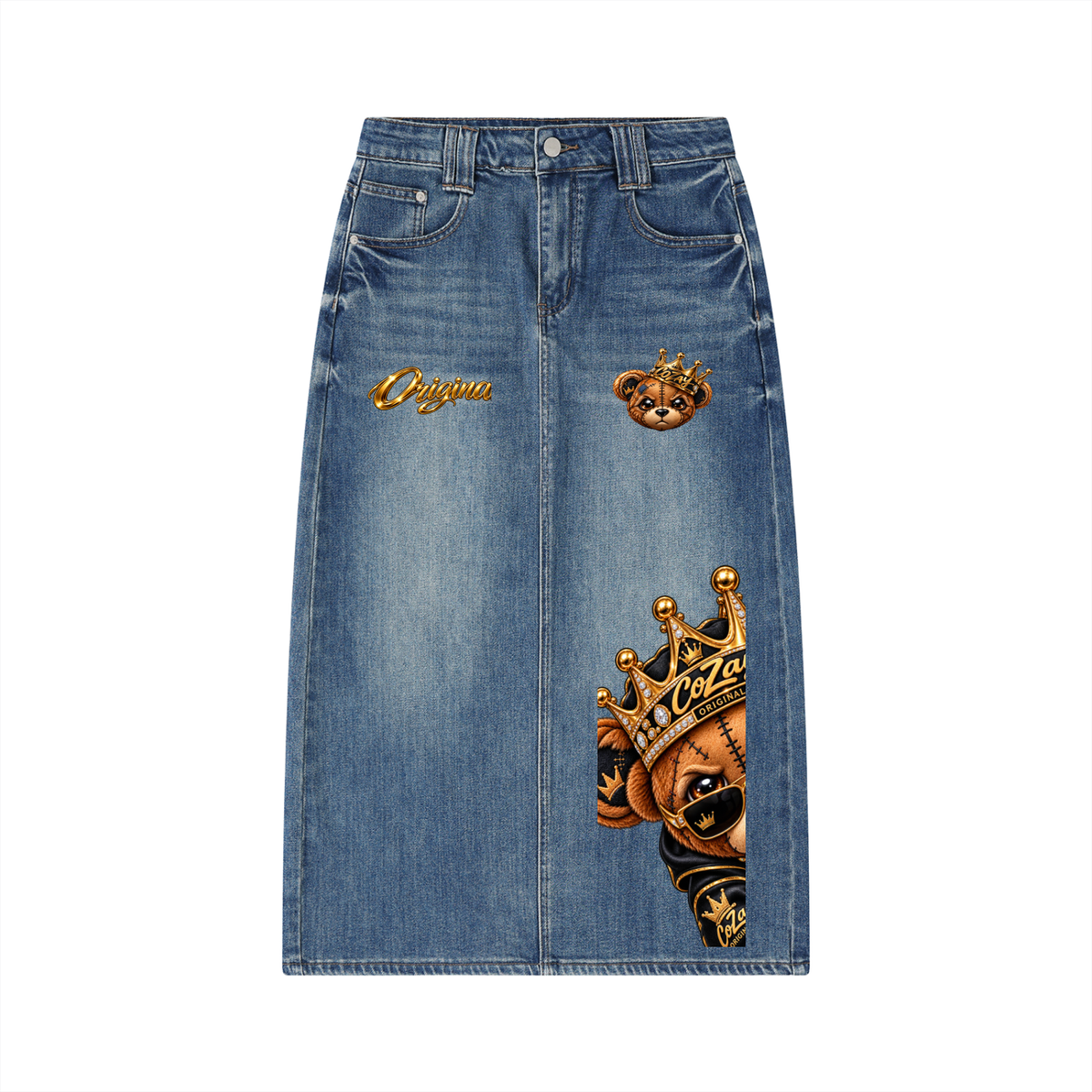 CoZay Original Bear ICU Women’s Vintage Wash Denim Skirt