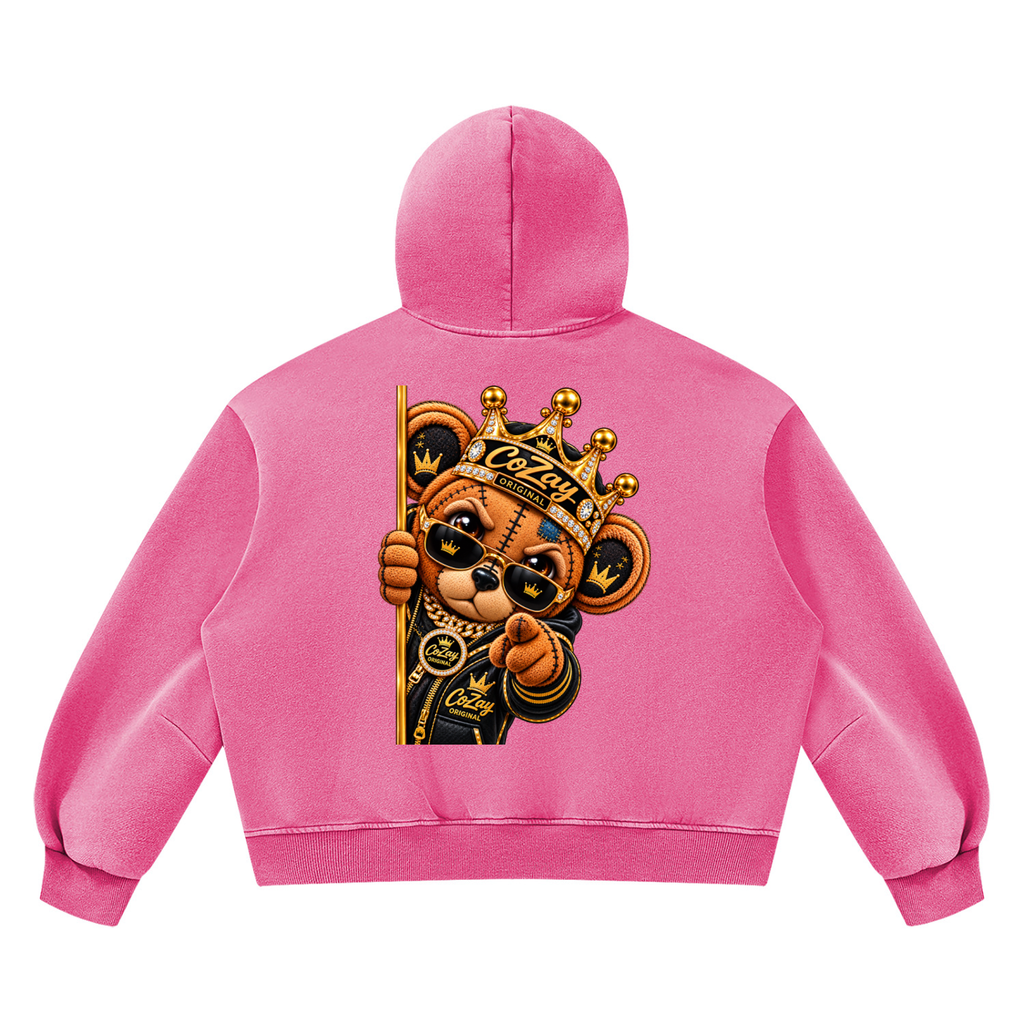 CoZay Original ICU Bear Unisex Vintage Wash Boxy Fleece Hoodie