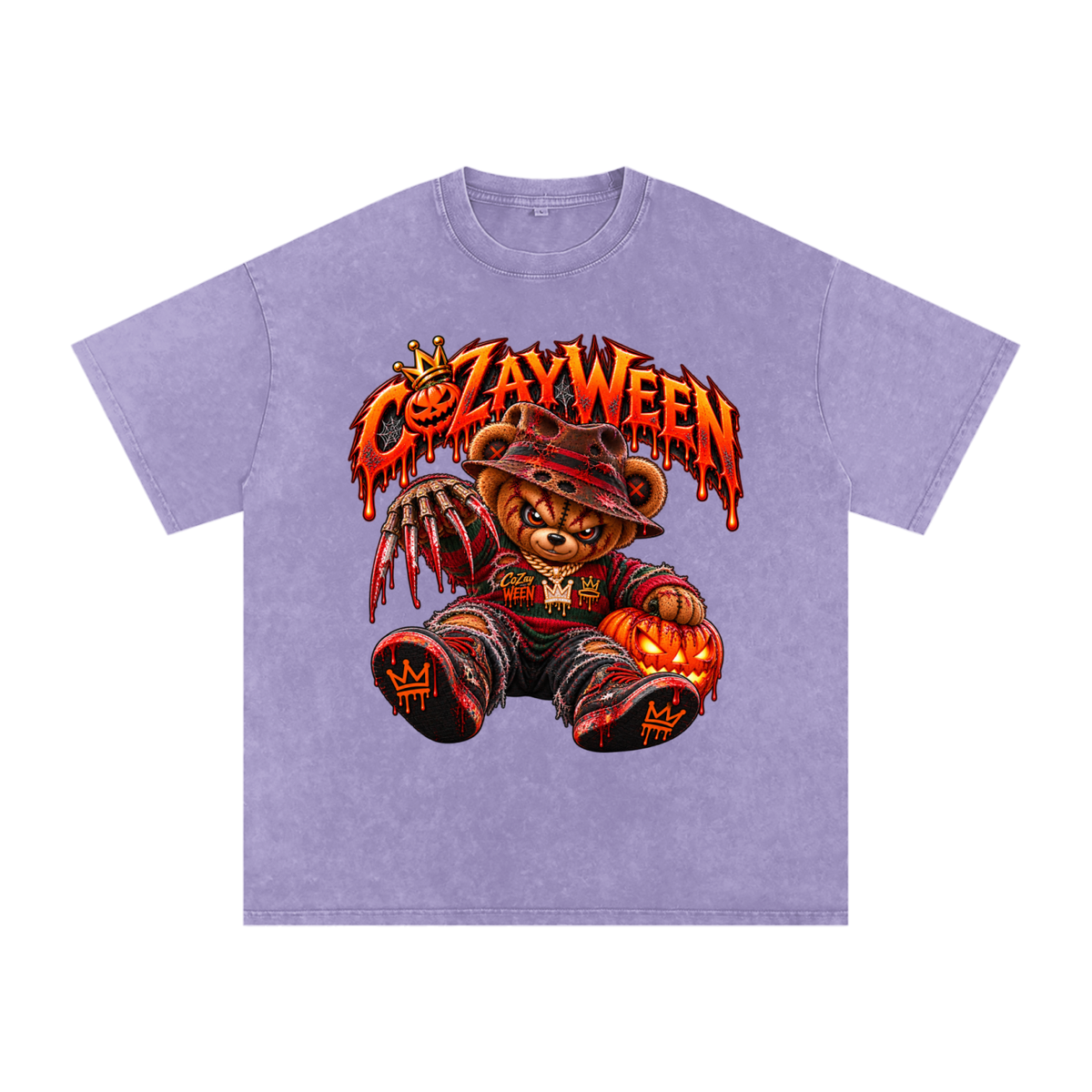 CoZayWeen Freddy Snow Washed Oversized Cotton T-Shirt