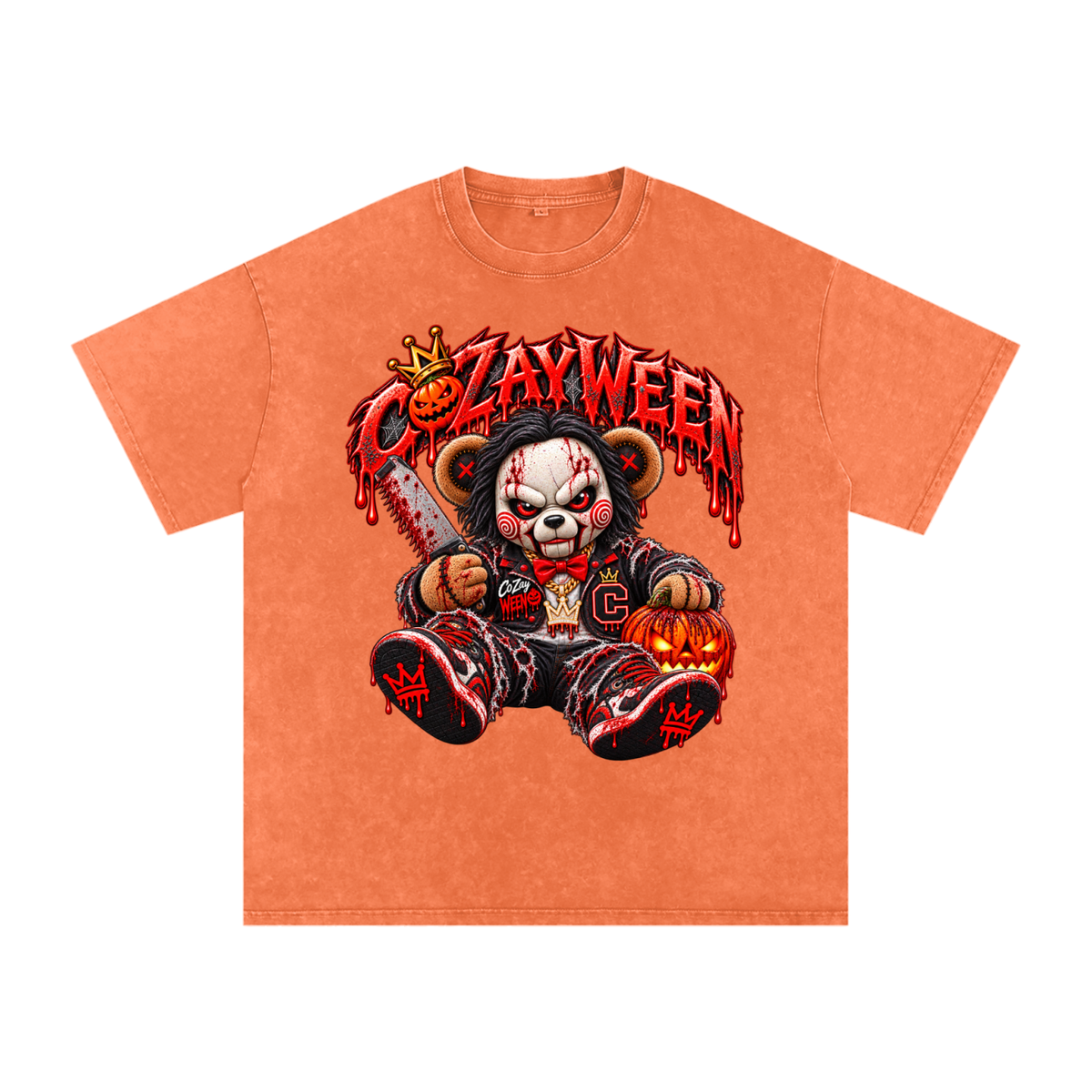 CoZayWeen Saw Snow Washed Oversized Cotton T-Shirt
