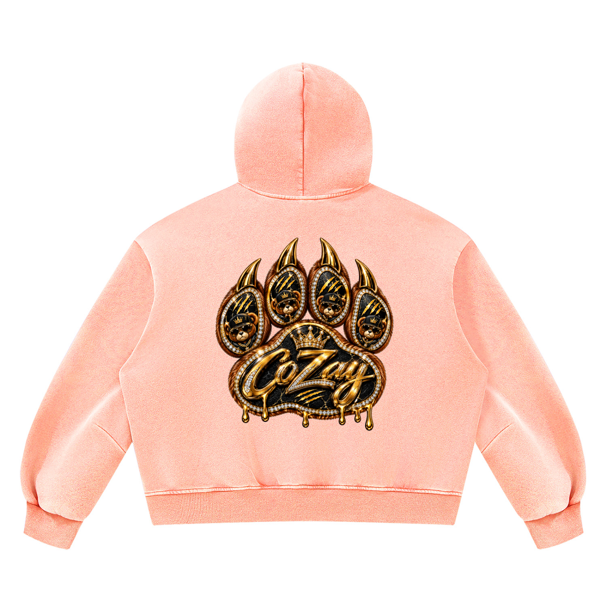 CoZay Original Cartier Bear Unisex Vintage Wash Boxy Fleece Hoodie