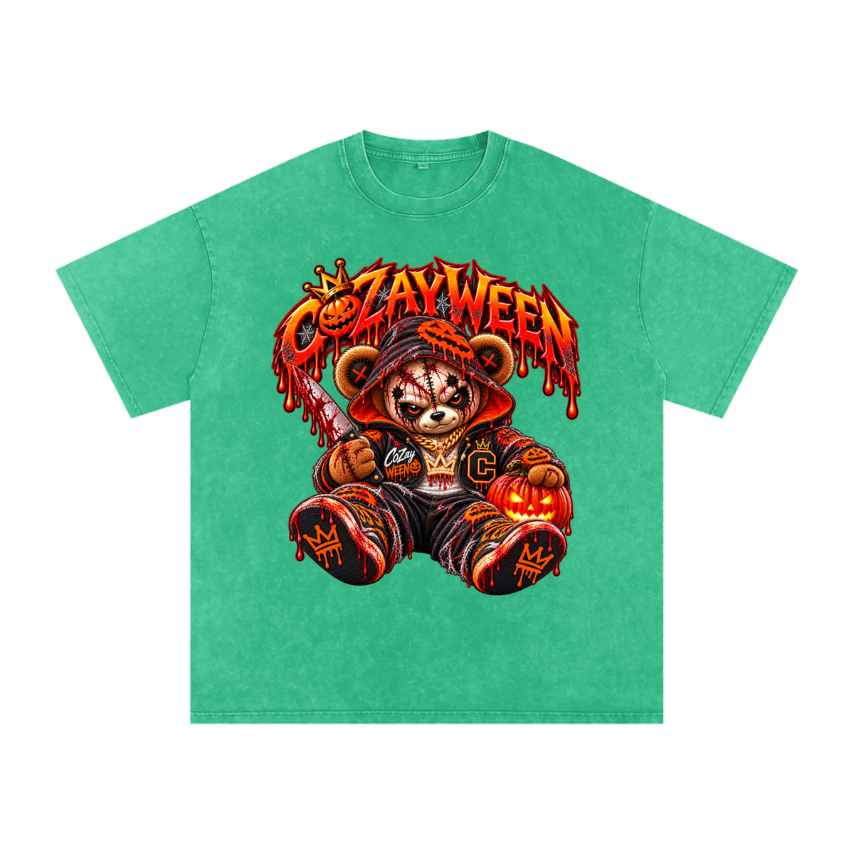 CoZayWeen Hoodie Snow Washed Oversized Cotton T-Shirt