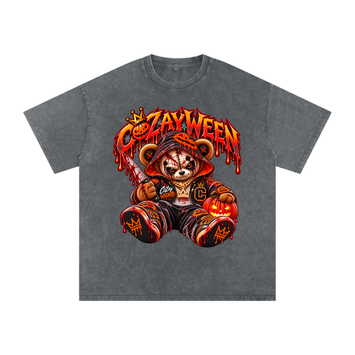CoZayWeen Hoodie Snow Washed Oversized Cotton T-Shirt