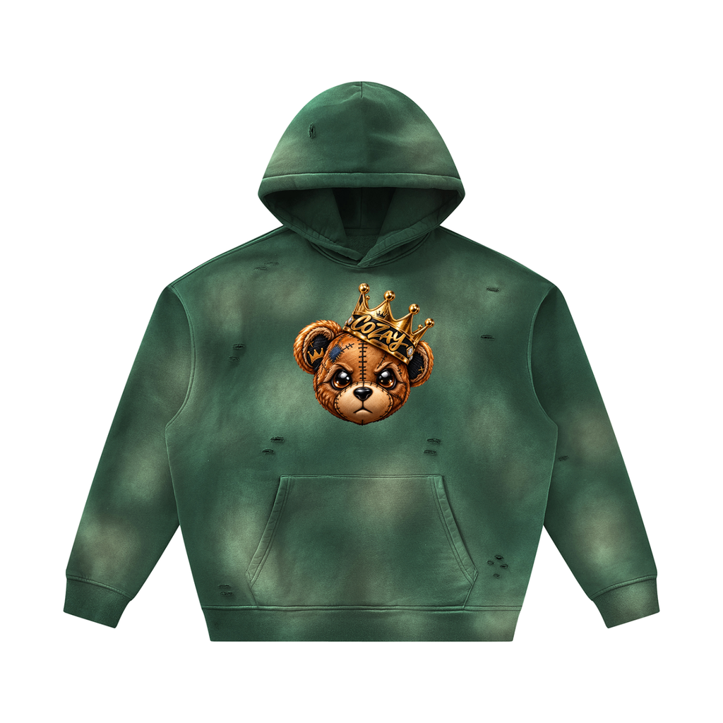 CoZay Original Bear Unisex Sunfade Frayed Fleece Hoodie