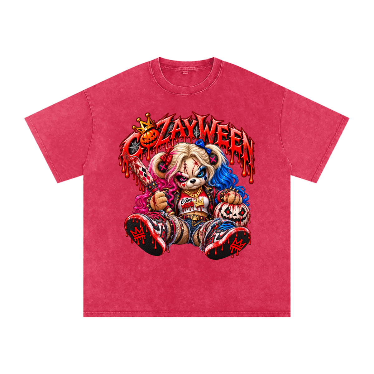 CoZayWeen Harley Snow Washed Oversized Cotton T-Shirt