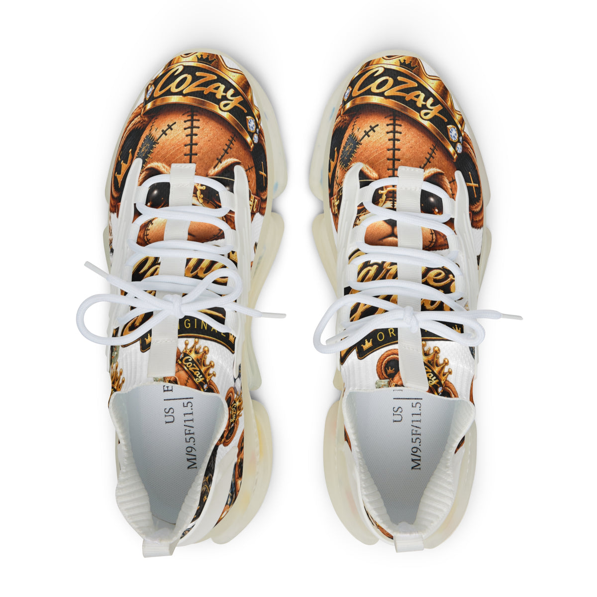 CoZay Original Cartier Bear Men's Athletic Sneakers — Vintage Football Graphic Mesh Shoes