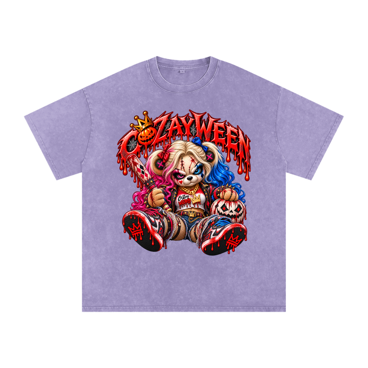 CoZayWeen Harley Snow Washed Oversized Cotton T-Shirt