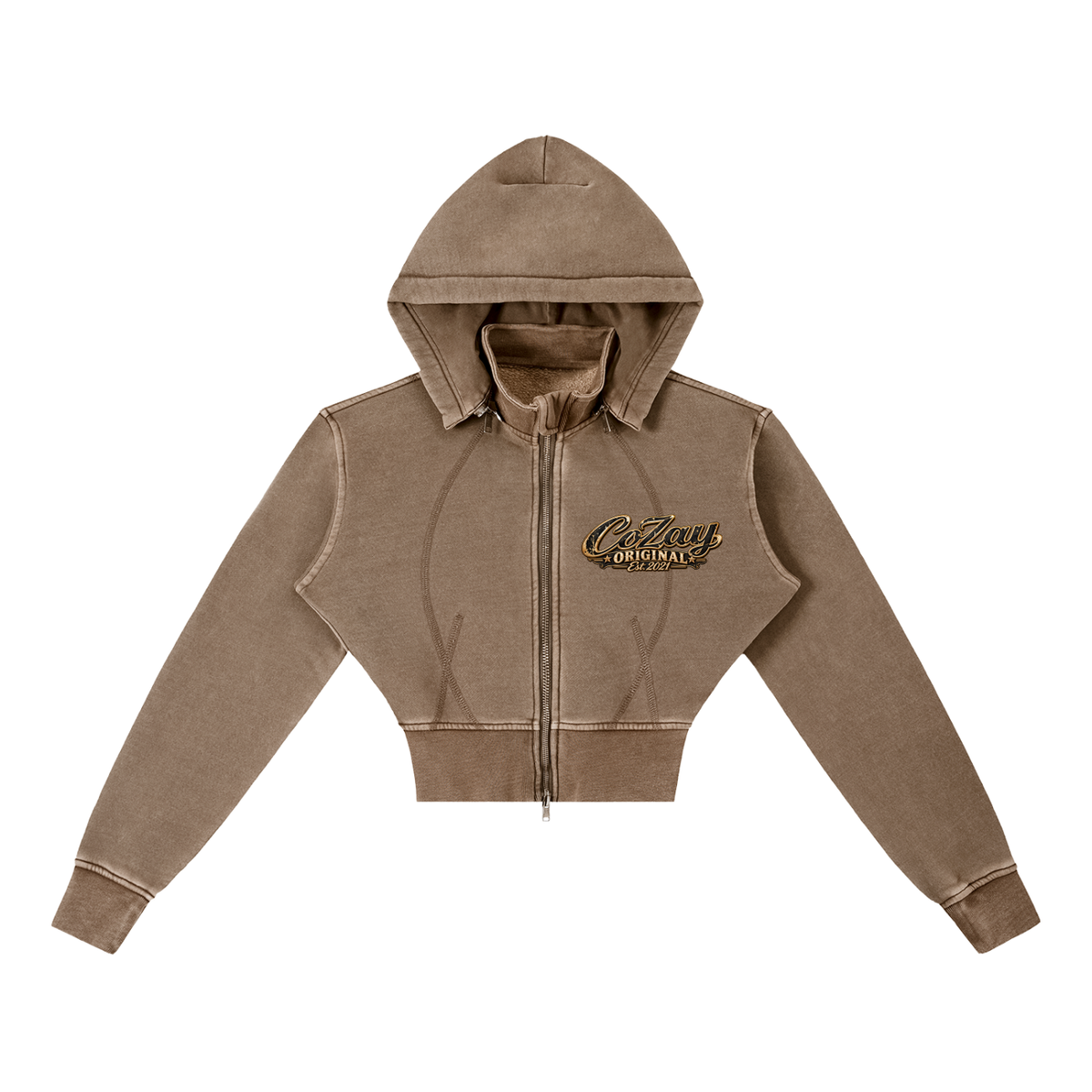 CoZay Original Vintage Washed Cropped Fleece Hoodie