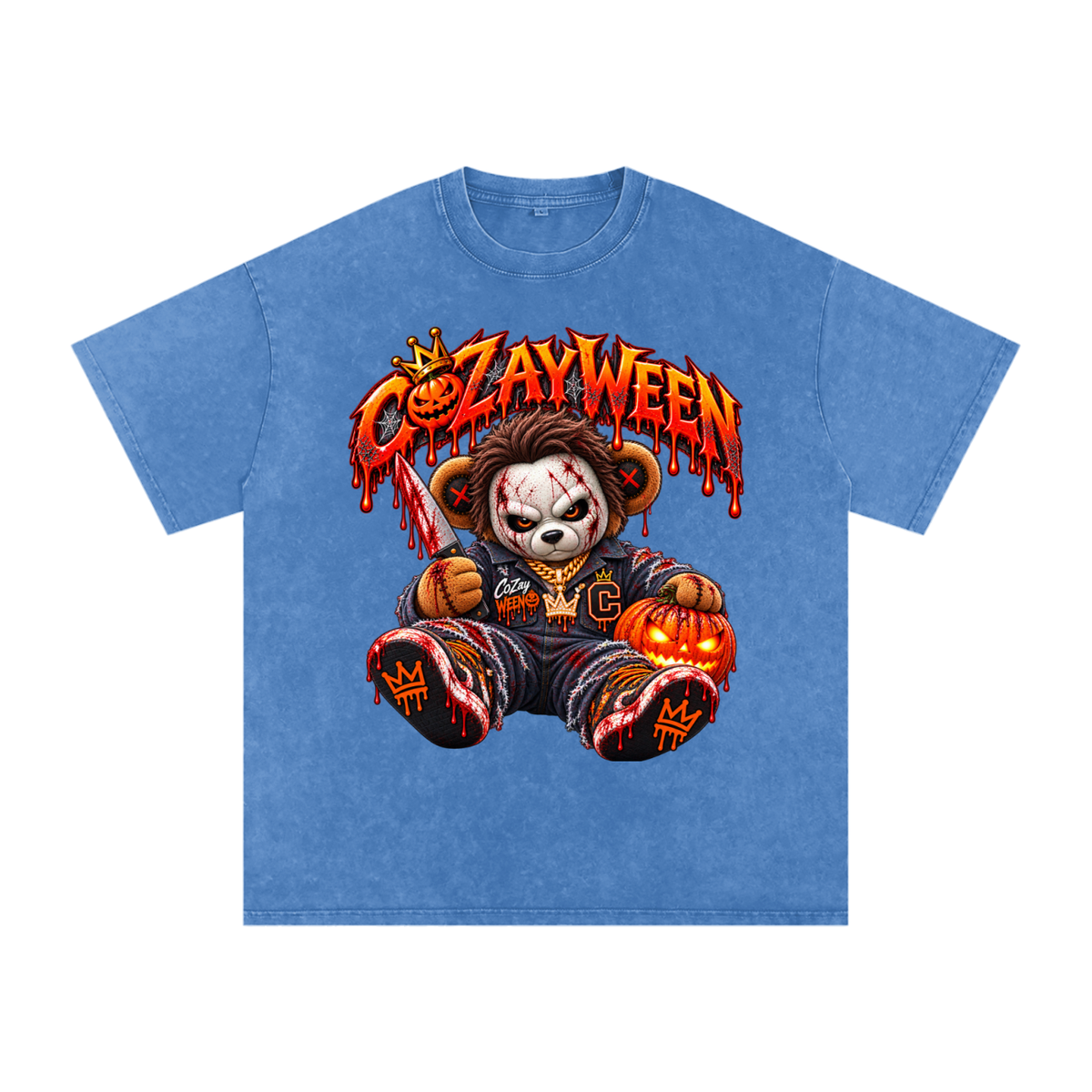 CoZayWeen Michael Myers Snow Washed Oversized Cotton T-Shirt
