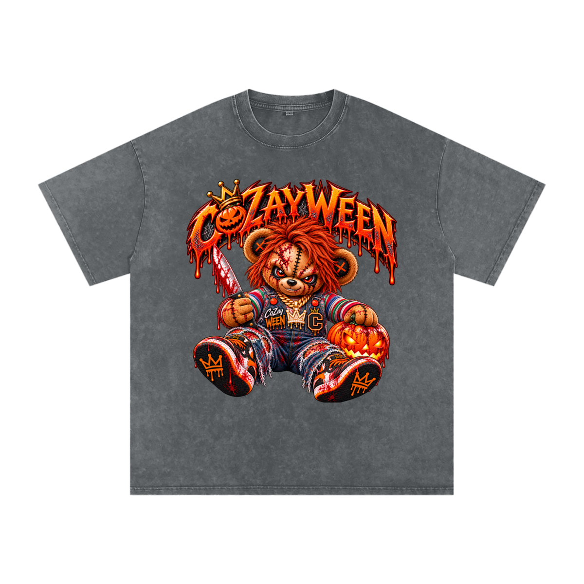 CoZayWeen Chucky Snow Washed Oversized Cotton T-Shirt