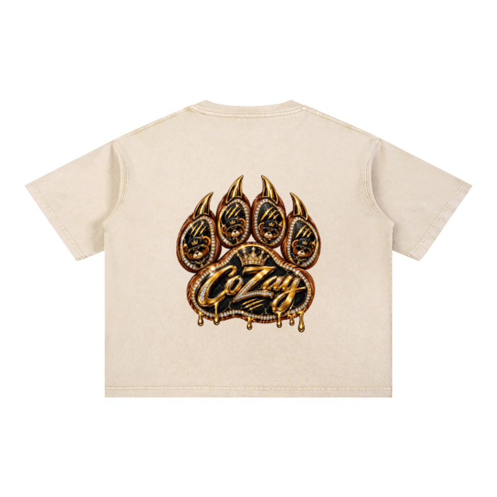 CoZay Original Bear Claw Mineral Wash Boxy Cotton T-Shirt