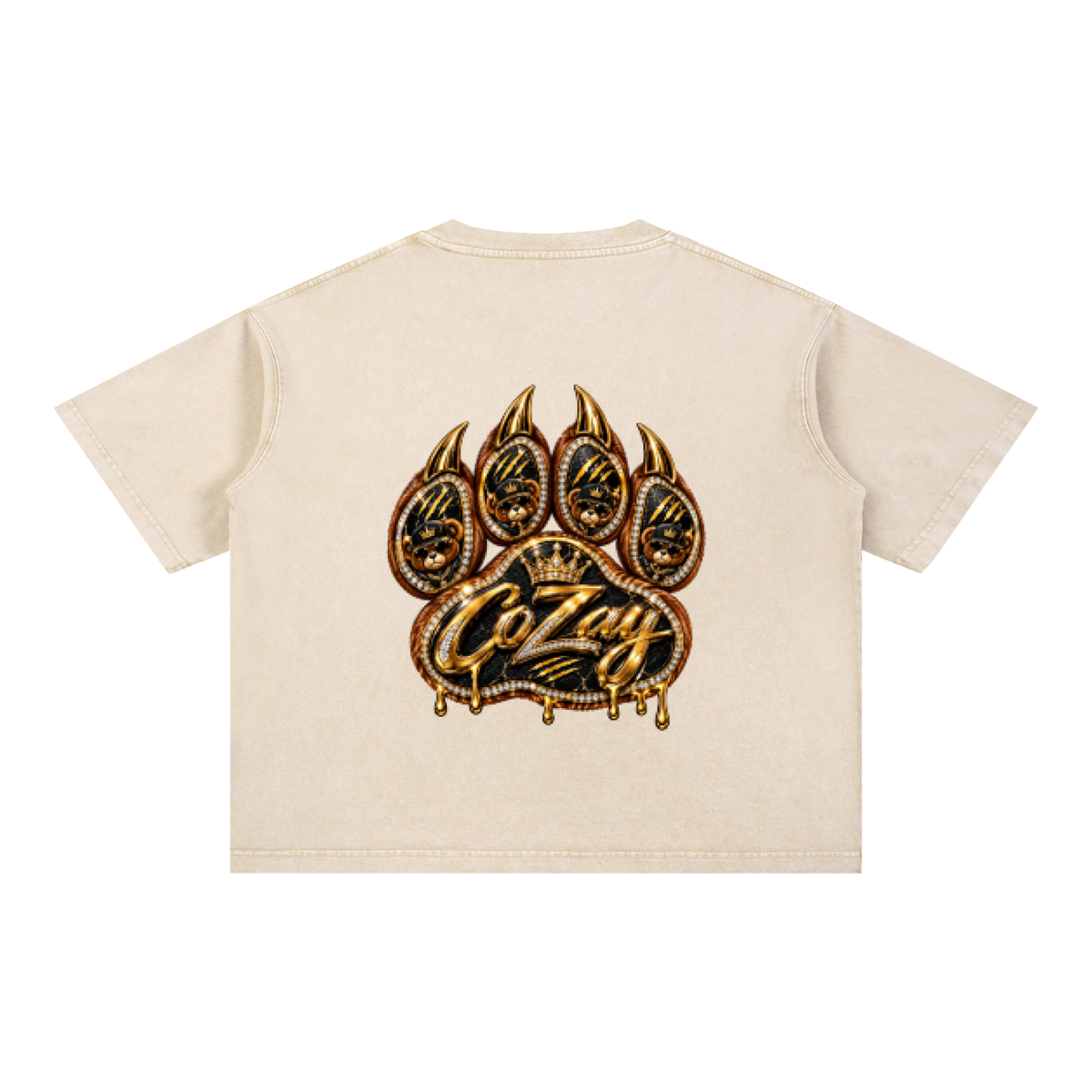 CoZay Original Bear Claw Mineral Wash Boxy Cotton T-Shirt