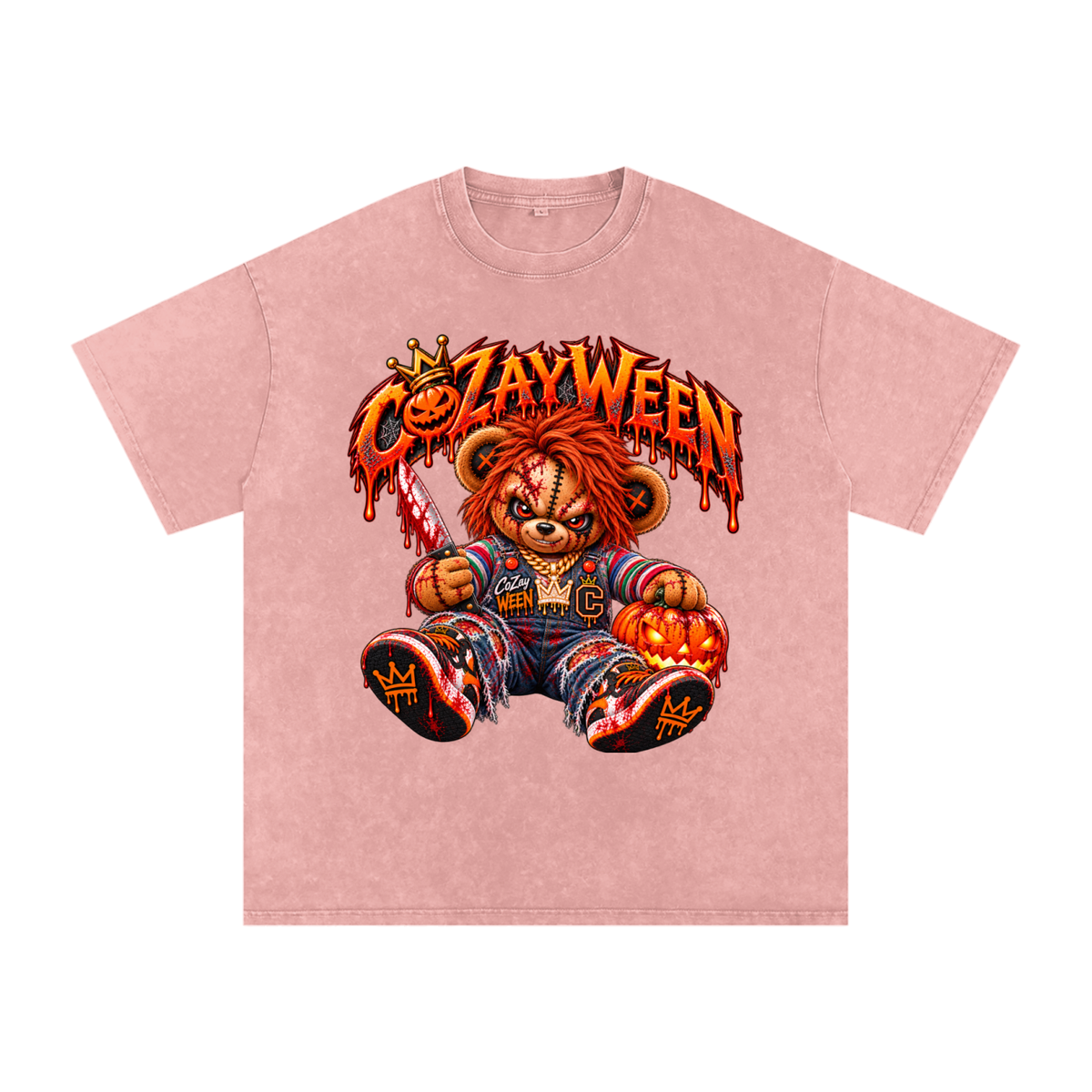 CoZayWeen Chucky Snow Washed Oversized Cotton T-Shirt