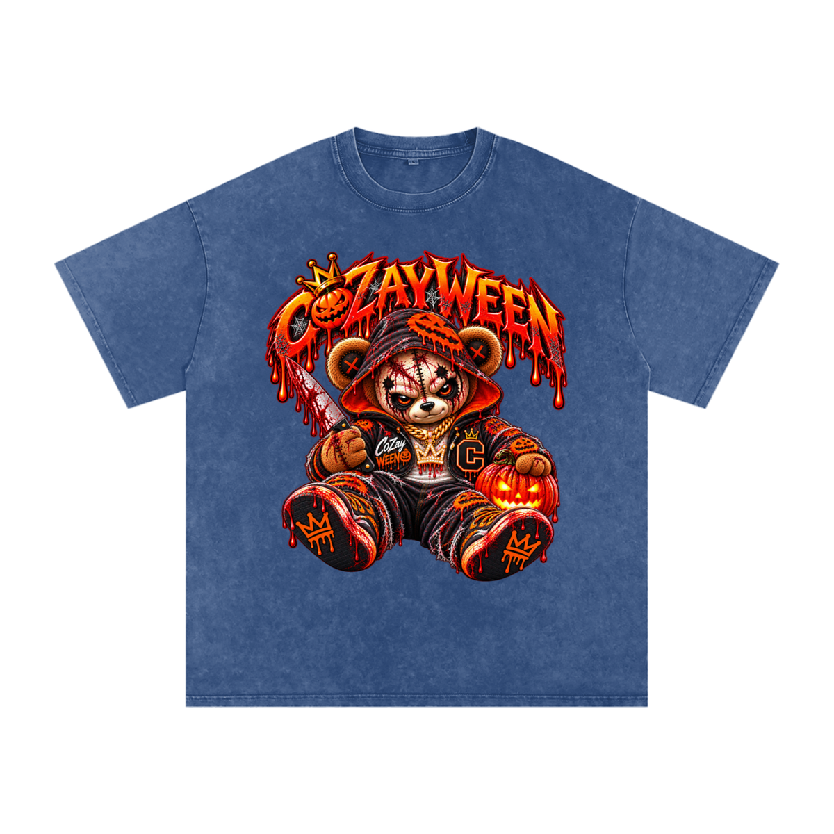 CoZayWeen Hoodie Snow Washed Oversized Cotton T-Shirt