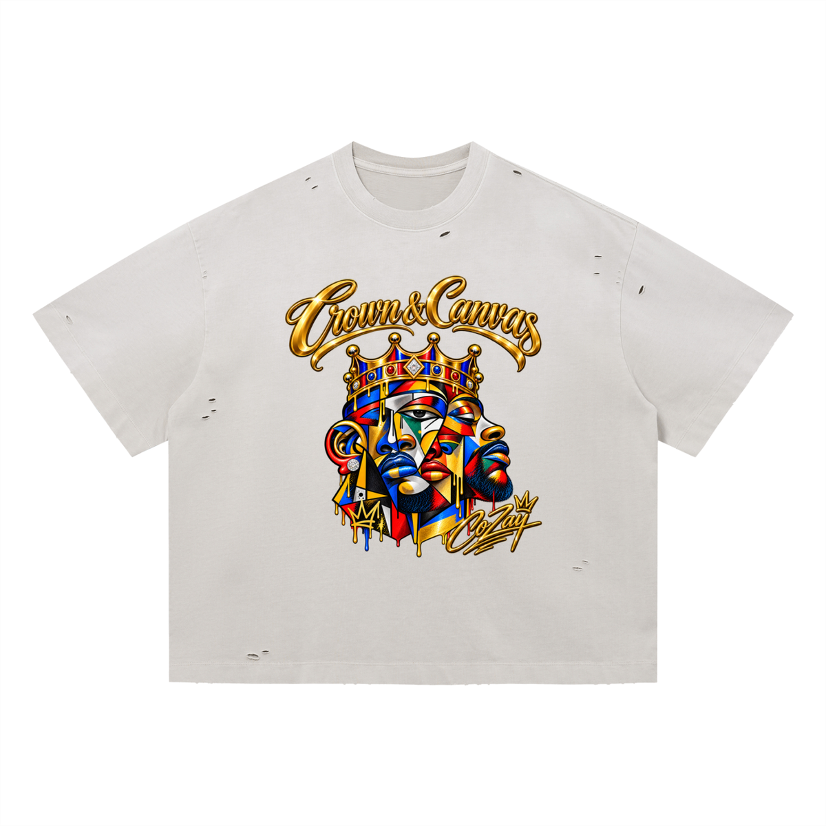 CoZay CC Vintage Washed Distressed Boxy Oversized T-Shirt