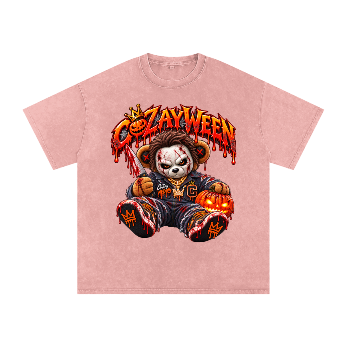 CoZayWeen Michael Myers Snow Washed Oversized Cotton T-Shirt