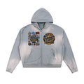 CoZay Signature Sun Fade Frayed Raw Edge Fleece Zip Hoodie