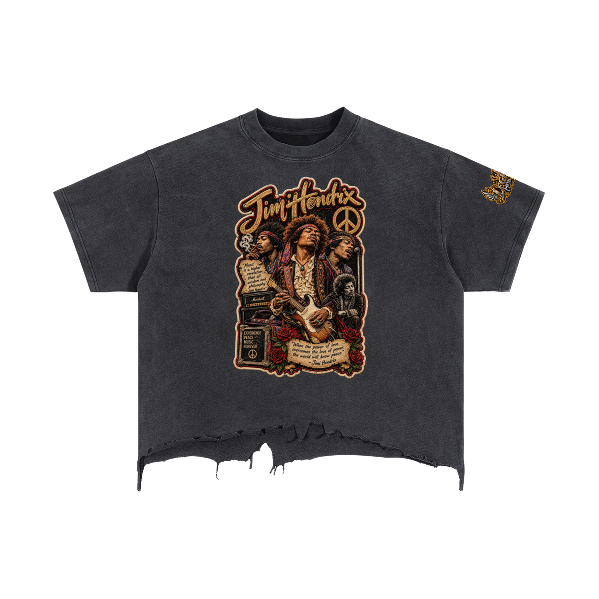 CoZay Legends Hendrix Vintage Wash Boxy Distressed Hem T-Shirt