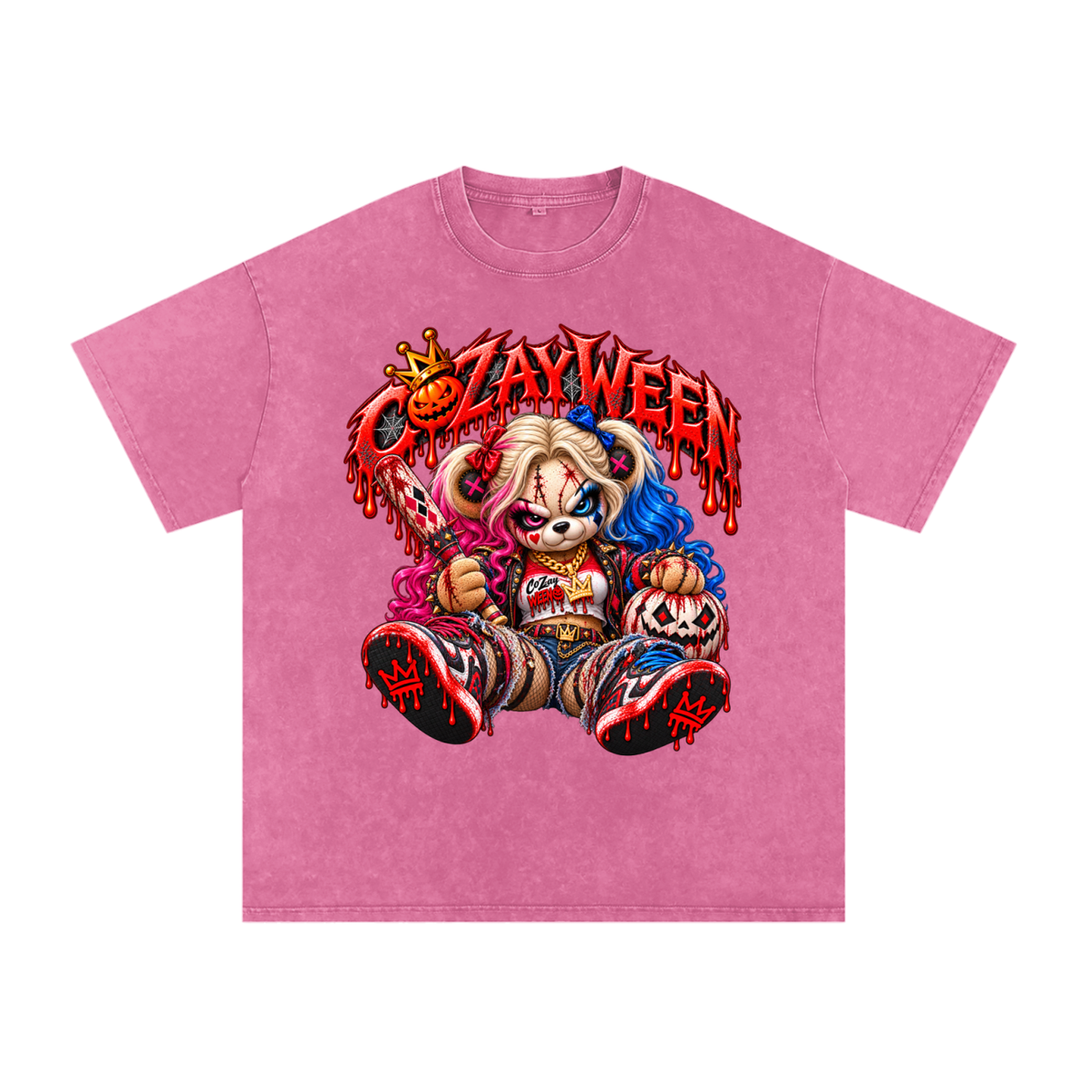 CoZayWeen Harley Snow Washed Oversized Cotton T-Shirt