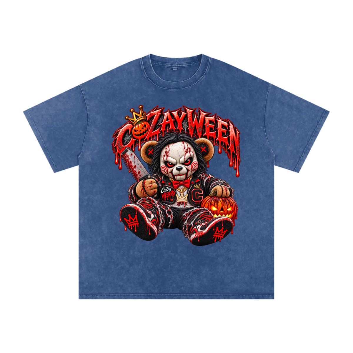 CoZayWeen Saw Snow Washed Oversized Cotton T-Shirt