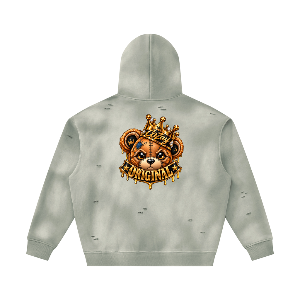 CoZay Original Bear Unisex Sunfade Frayed Fleece Hoodie