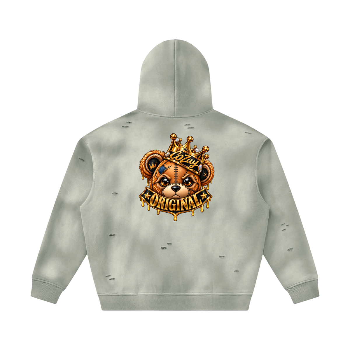 CoZay Original Bear Unisex Sunfade Frayed Fleece Hoodie