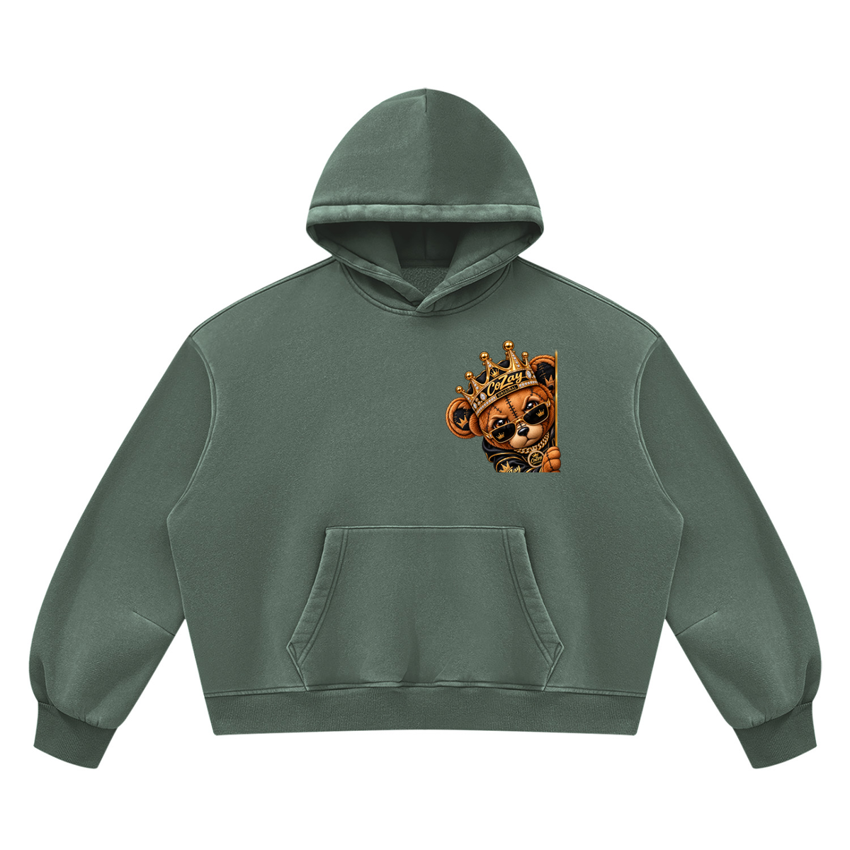 CoZay Original ICU Bear Unisex Vintage Wash Boxy Fleece Hoodie
